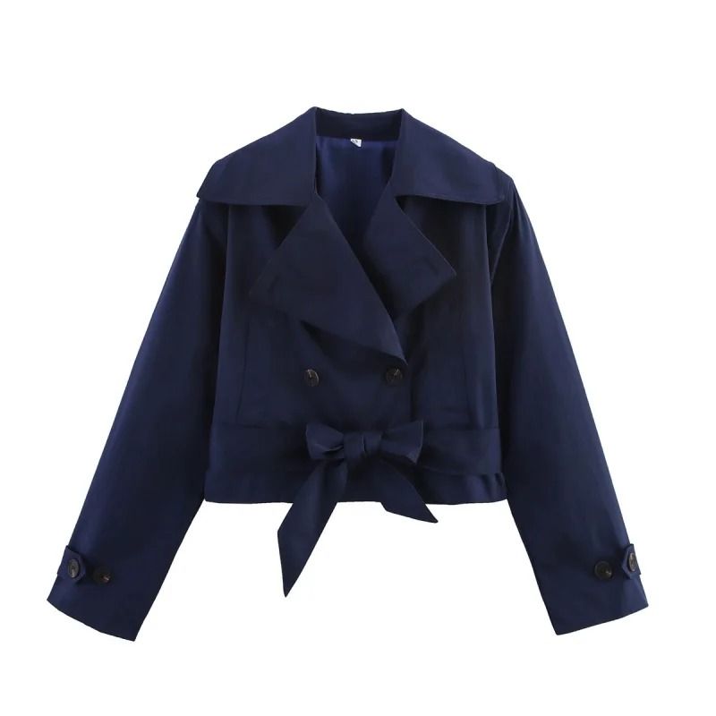British Style Double-Breasted Short Trench Coat