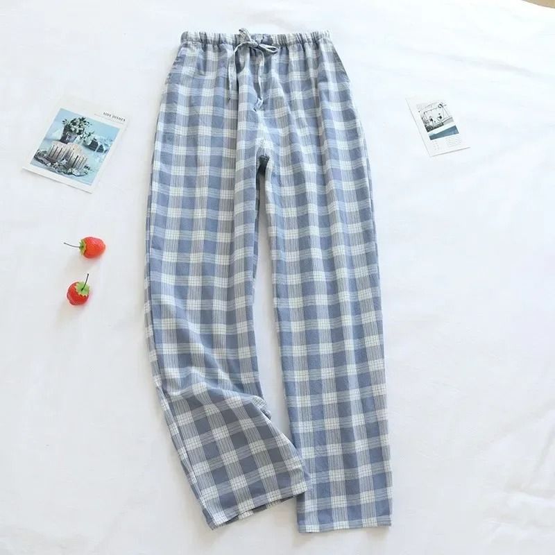 Mens Plaid Cotton Pajama Pants | Breathable Summer Sleepwear