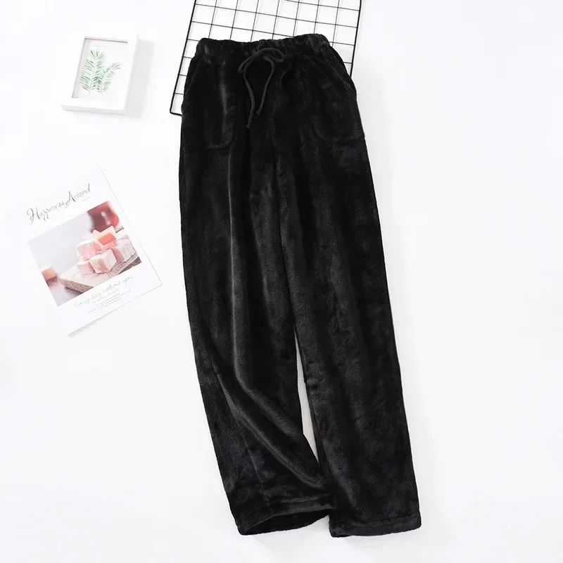 Thickened Flannel Home Trousers | Mens Winter Coral Fleece Pajamas