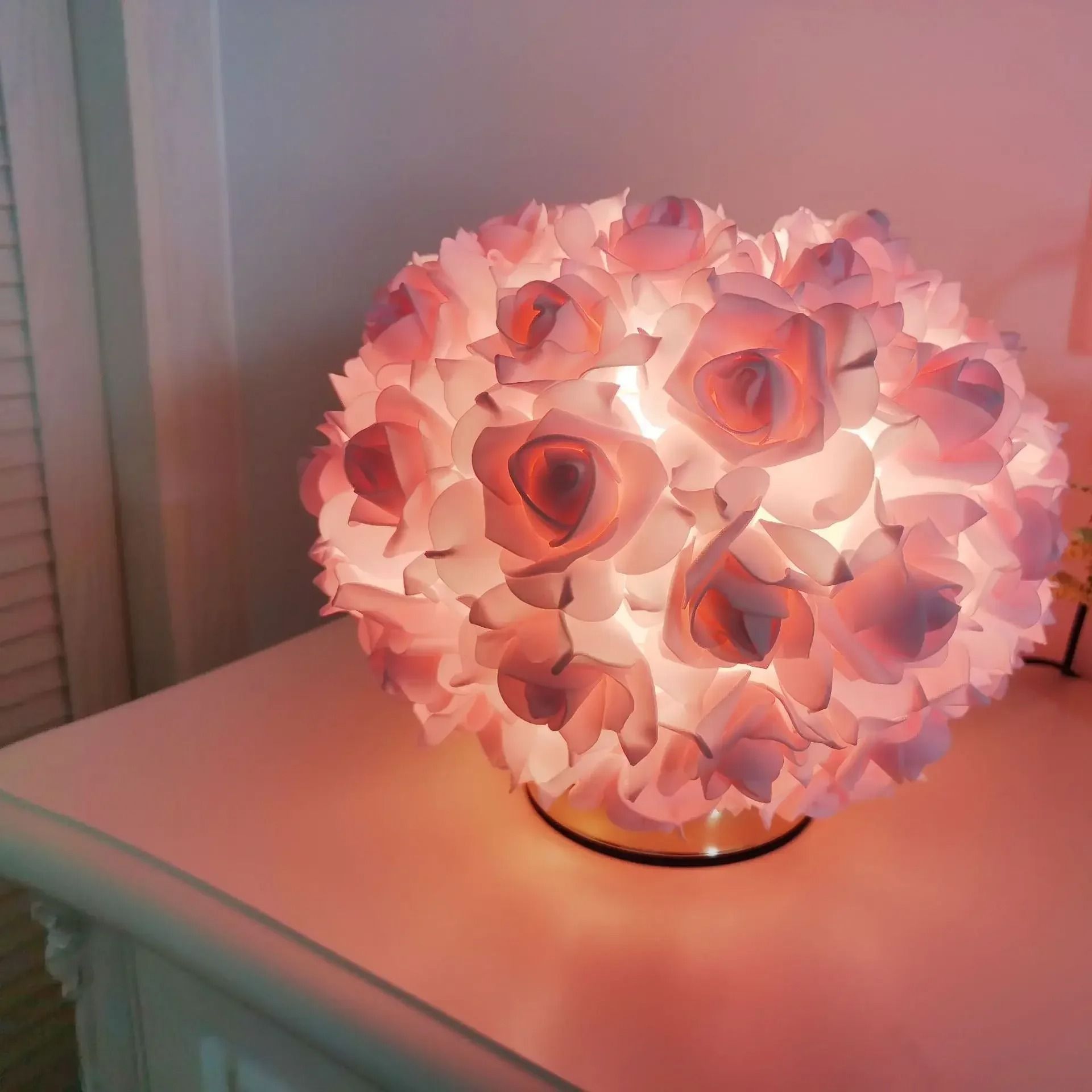 Romantic Rose Gold Crystal Flower Lamp