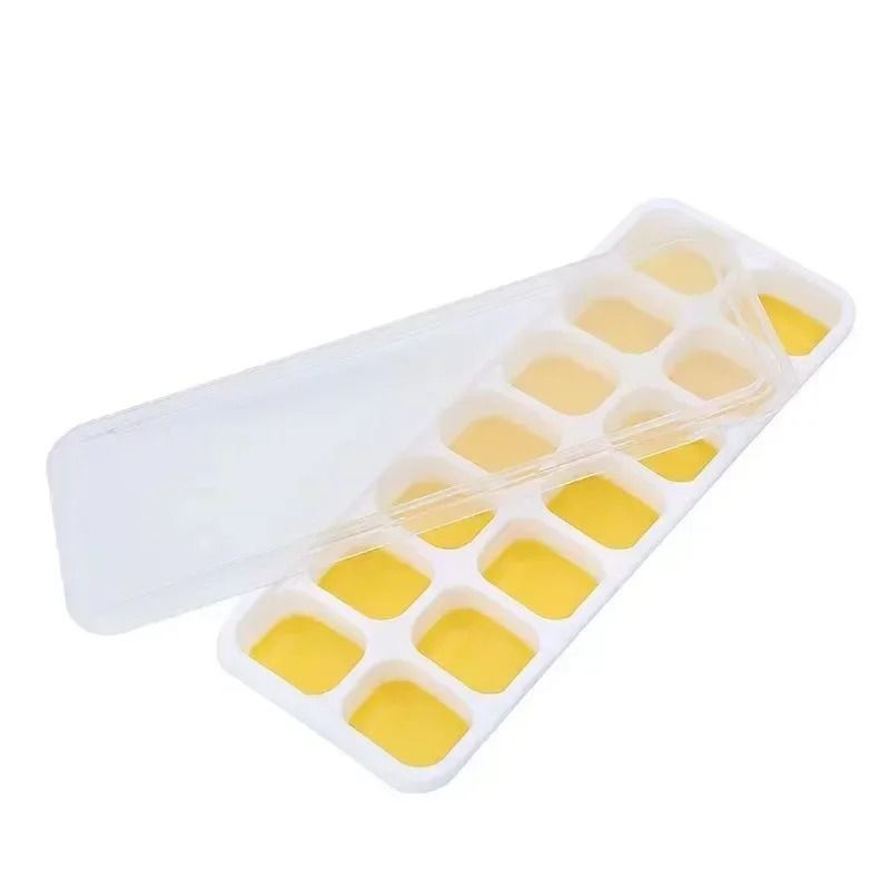 14-Grid Square Silicone Ice Cube Tray with Lid