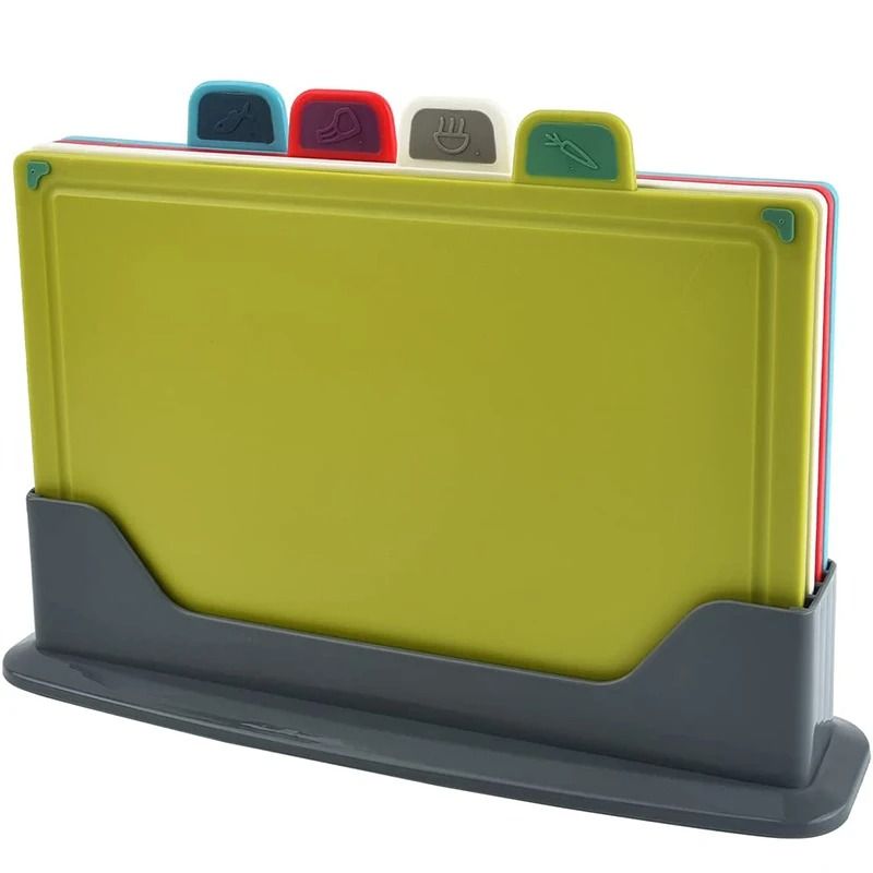 4-Piece Color-Coded Cutting Board Set with Organized Storage Stand