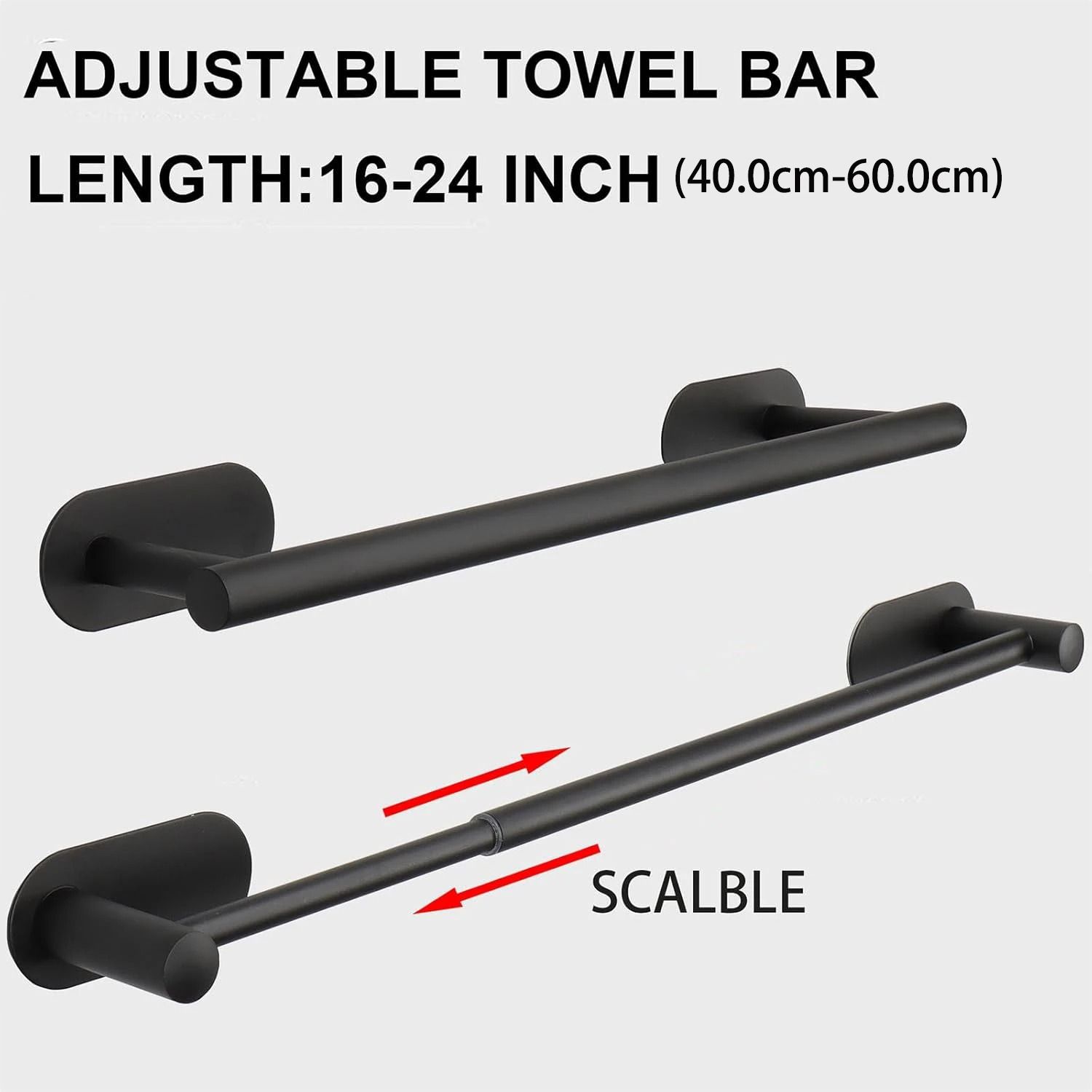 Adjustable Stainless Steel Towel Bar – SUS304 Rustproof Bathroom Wall Rack