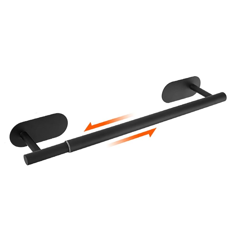 Retractable Matte Black Towel Bar – SUS304 Stainless Steel Bathroom Hanging Rack