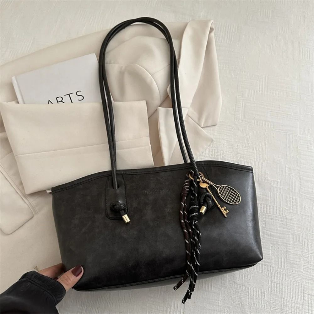 Y2K Large-Capacity Work Shoulder Bag – Solid Color Minimalist PU Leather Tote