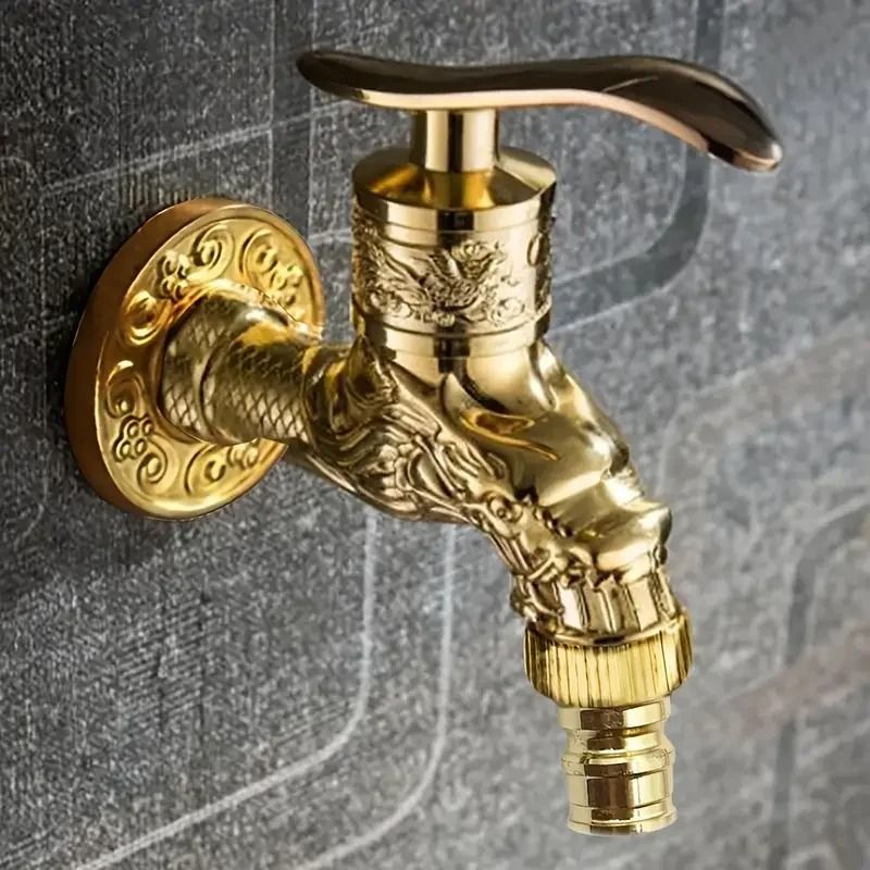 Antique European Wall-Mounted Faucet - Retro Engraved Zinc Alloy Mop Pool Tap