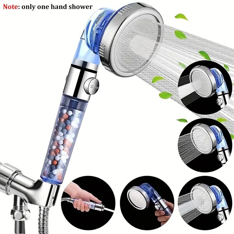 3-Mode Negative Ion Booster Shower Head – Filtered Water-Saving Handheld with Pause Control