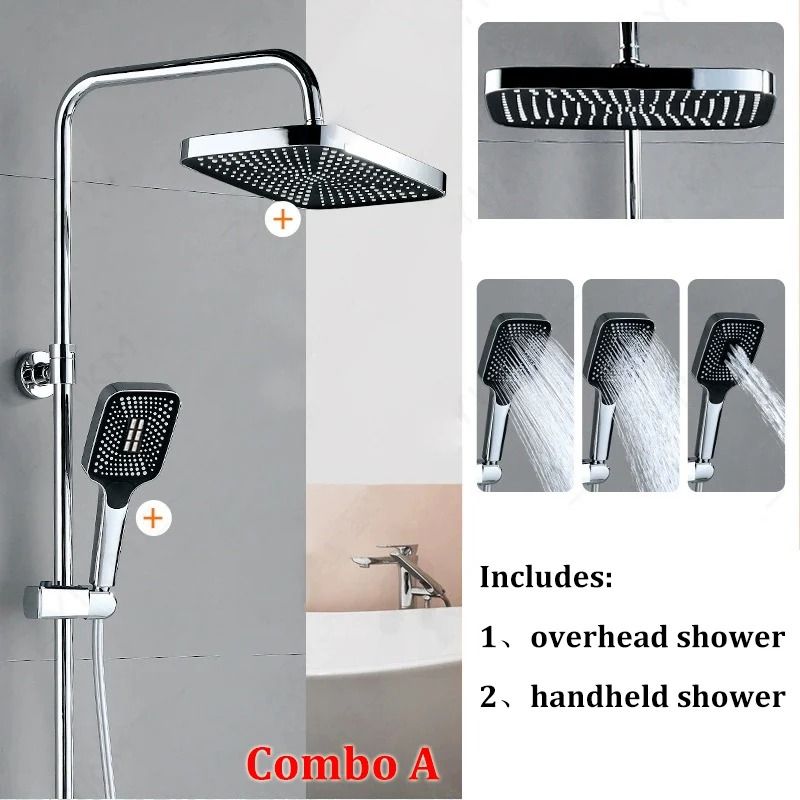High-Performance Rain Shower Combo – 12-Inch Ultra-Large Overhead & 3-Mode Handheld Set