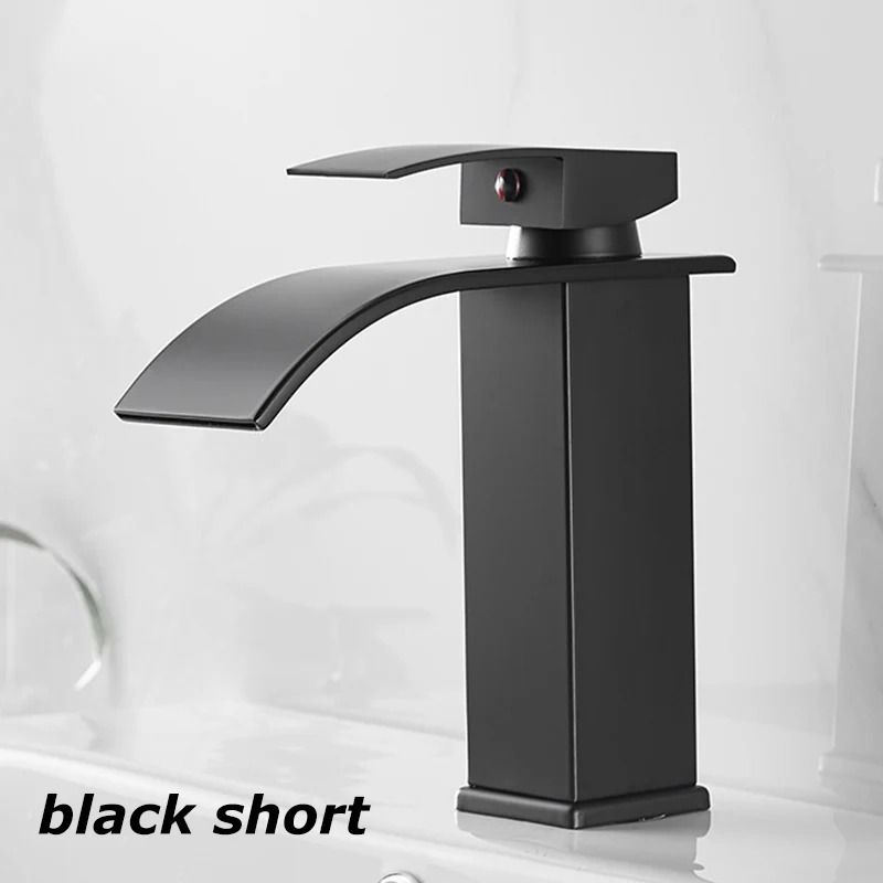 Luxury Waterfall Basin Mixer – Hot & Cold Dual-Control Square Waterfall Faucet