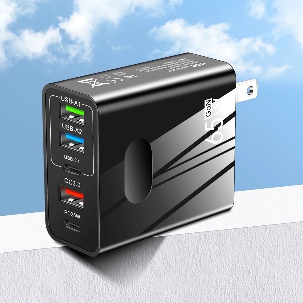 65W 5-Port GaN Multi-Device Charging Station & Ultra-Fast PD Wall Adapter