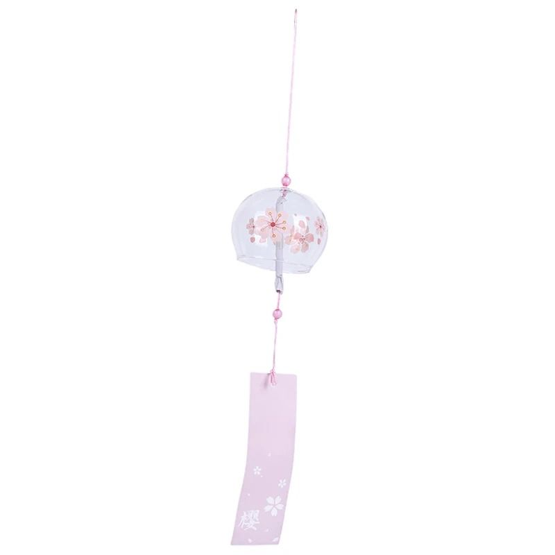 Hand-Painted Japanese Glass Wind Chimes - Elegant Cherry Blossom Sakura Bell for Home & Garden
