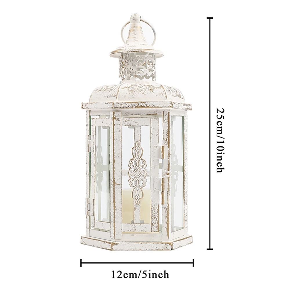 Vintage Metal Lantern Candle Holder - Decorative Hanging Lantern for Indoor & Outdoor Weddings
