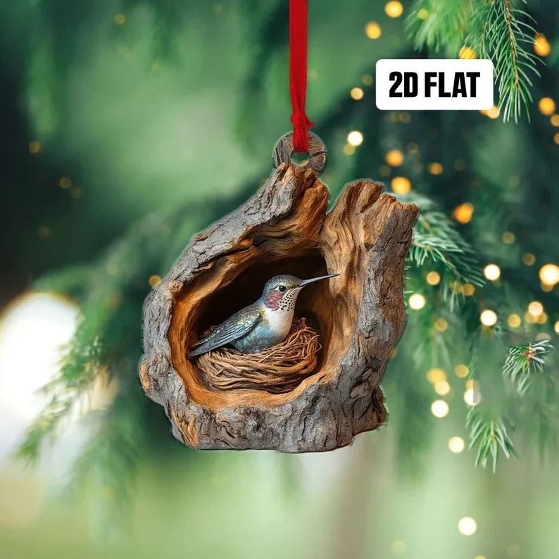 Acrylic Animal in Tree Trunk Christmas Ornaments – Cute Bunny, Owl, Squirrel & Hedgehog Festive Hanging Pendants for Hom