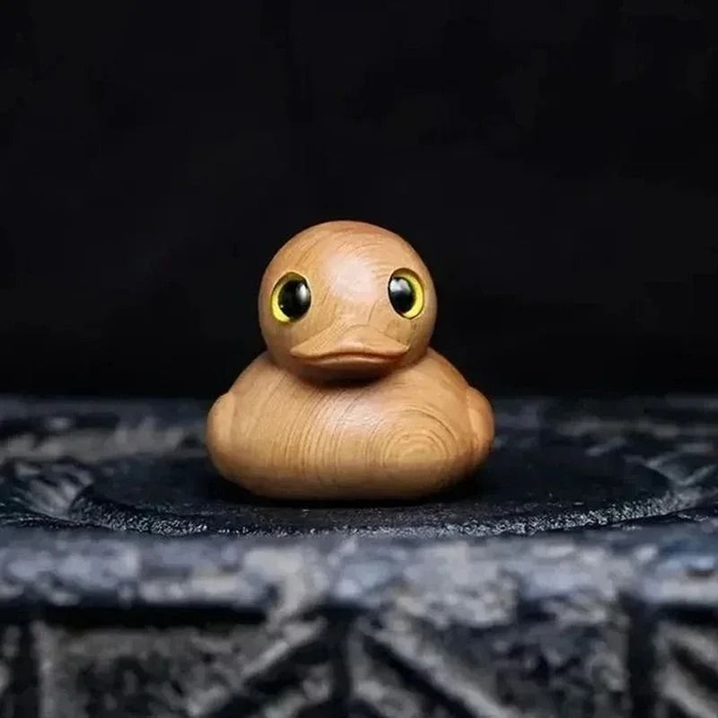Funny Middle Finger Duck Handmade Wooden Statue - Bold & Witty Mini Duck Figurine for Home & Office