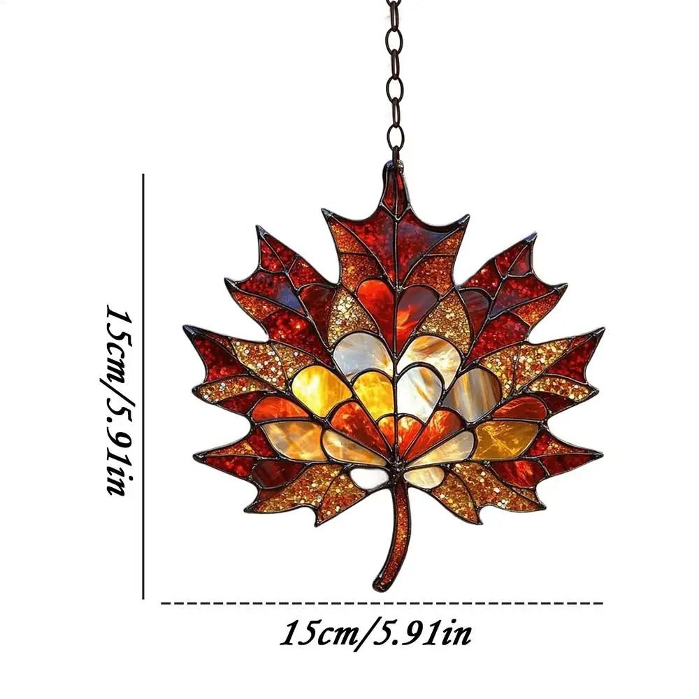 2D Flat Thanksgiving Acrylic Maple Leaves Light Catcher - Autumn Celebration Home & Door Hanging Decor