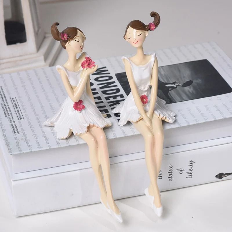 2-Piece Celestial Angel Resin Set – Elegant Fairy Figurines for Wedding Gifts & Modern Nordic Garden Decor