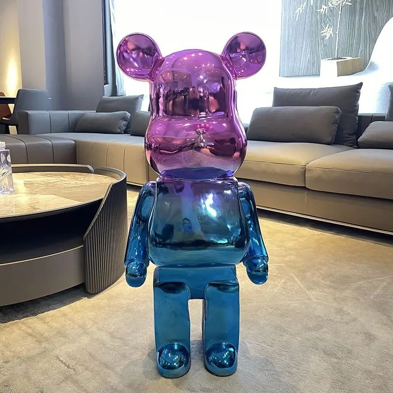 Gradient Mirror "Violent Bear" Figure - Large Plating Bear Sculpture & Creative Luxury Living Room Ornament