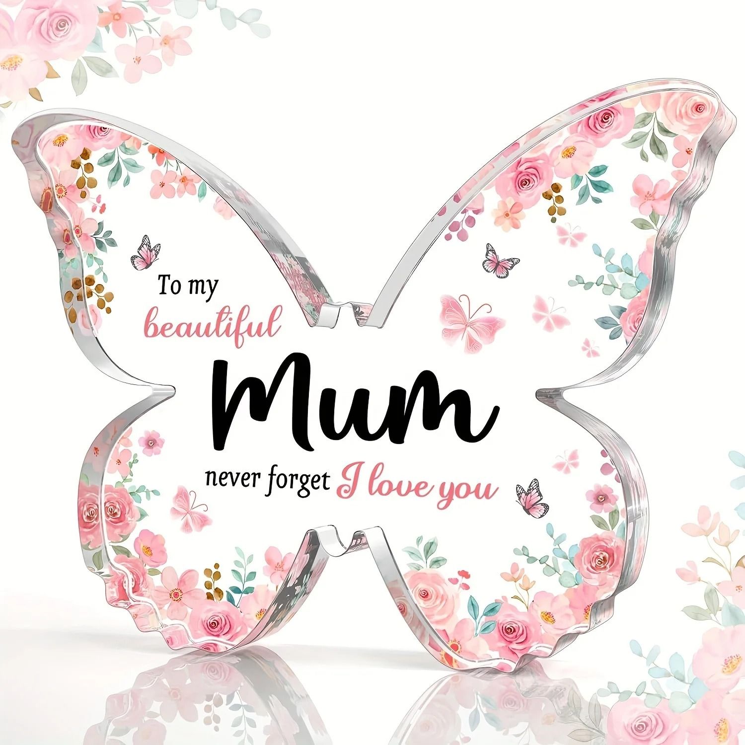 Beautiful Butterfly-Shaped Acrylic Plaque for Mum