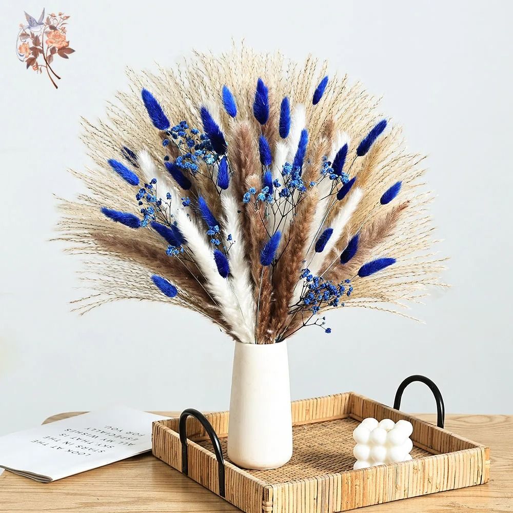 70-Stem Blue "Rabbit Tail" Dried Pampas Bouquet