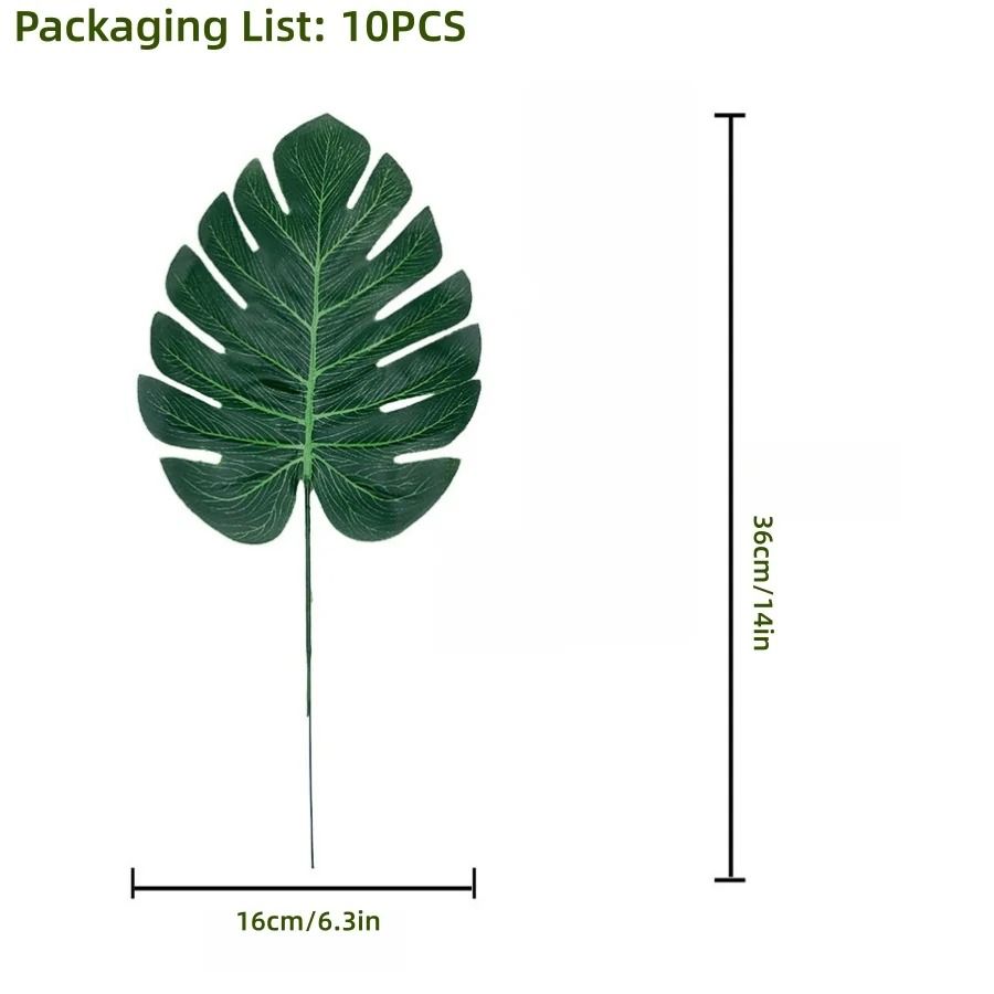Tropical Palm Leaves Set - 10-Piece Artificial Safari Foliage