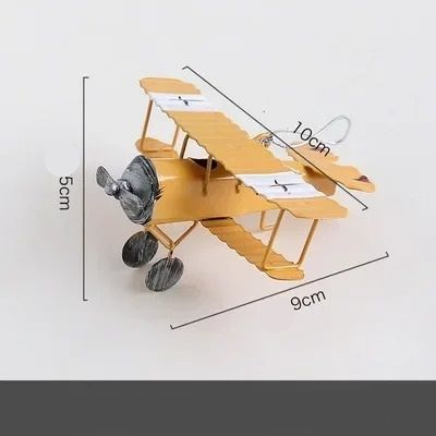 Vintage Wrought Iron Aircraft Model - Creative Antique Tin Plane for Home and Office Desktop Decor