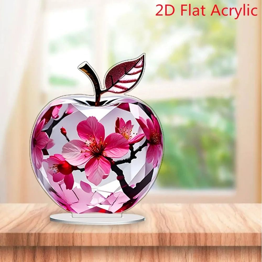 Brilliant Crystal Apple Figurine - Handcrafted Glass Apple Paperweight for Home and Office Decor