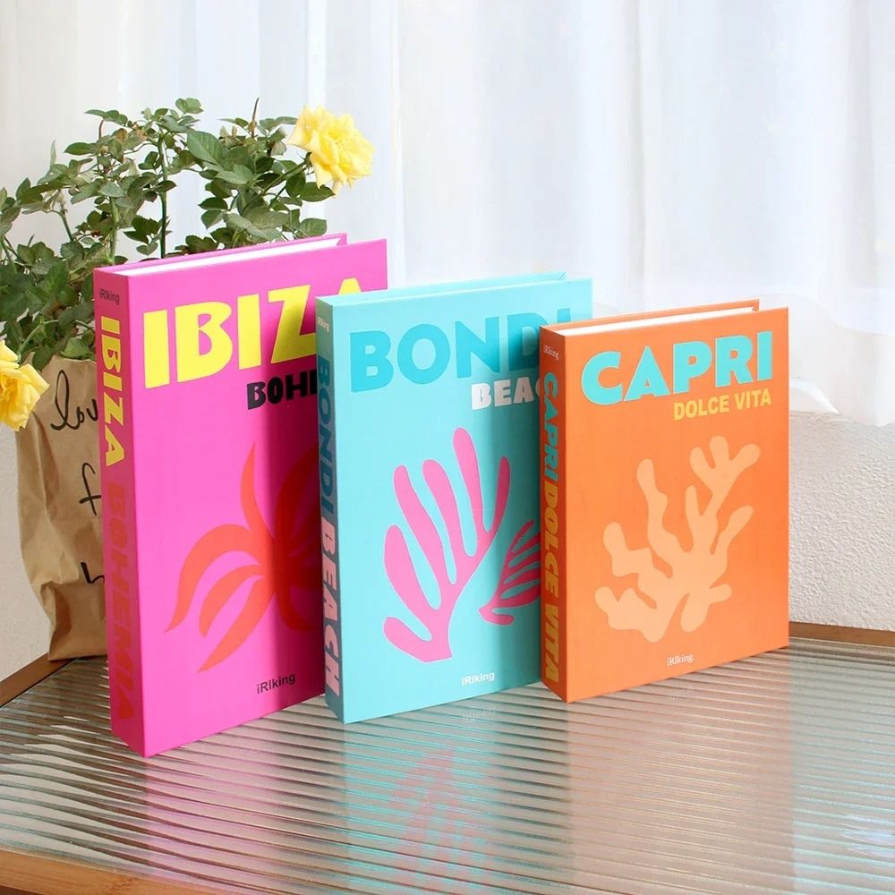 Luxury Decorative Fake Books Set - 3pc Modern Bookshelf Ornaments - Aesthetic Coffee Table Decor (Not Open)
