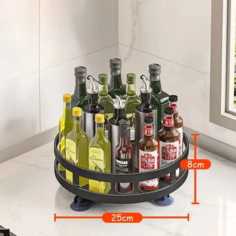 360° Rotating Spice Rack Organizer – Non-Skid Seasoning Storage Tray – Lazy Susan Kitchen Accessory