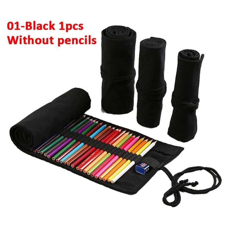 12-Slot Canvas Roll-Up Pencil Case - Portable Art & Stationery Organizer - High-Yield Creative Interaction Hub