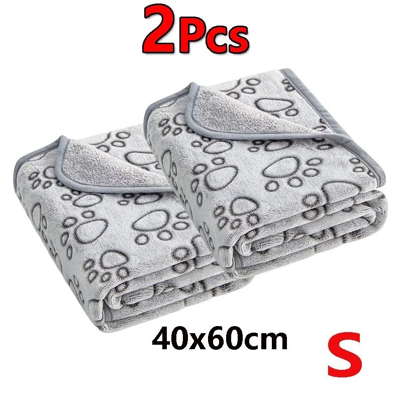 2-Piece Premium Soft Fluffy Pet Blanket Set – High-Quality Warm Fleece Mat with Cute Paw Prints