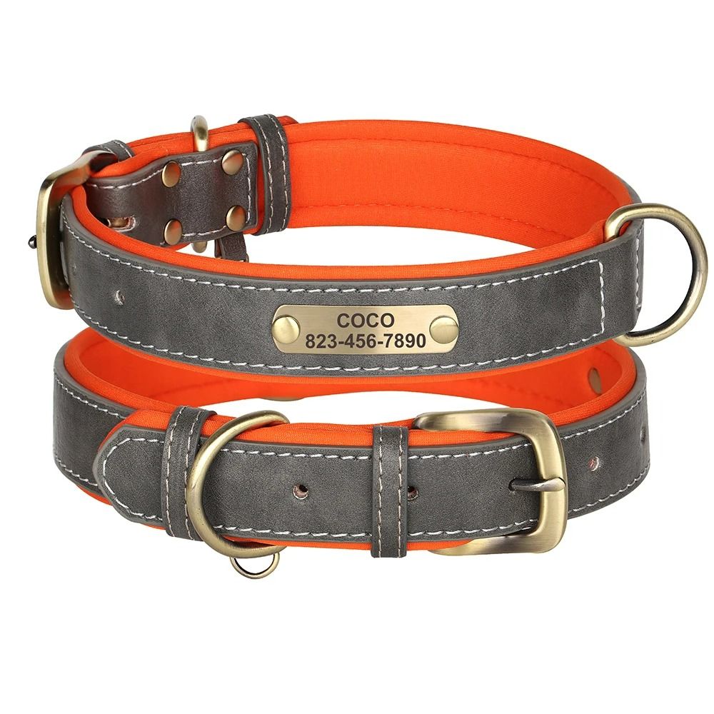 Personalized Custom Leather Dog Collar – Handcrafted PU Leather with Free Engraved Nameplate