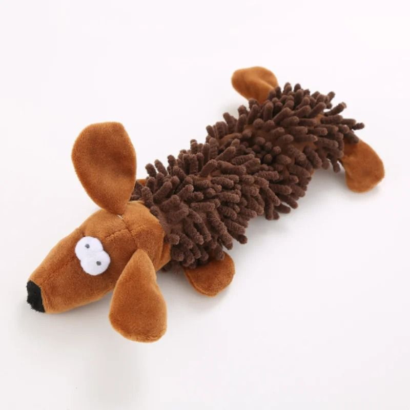 Squeaky Plush Enrichment Toy – Durable Animal-Shaped Dental Chew for Small Breeds & Puppies