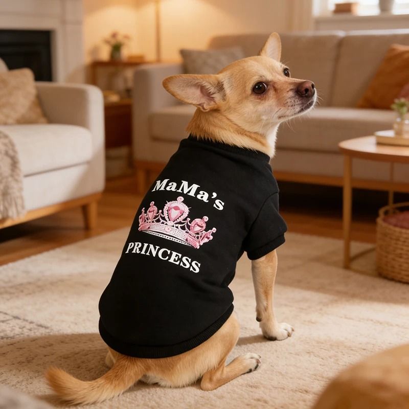 Graphic Pet Sweatshirt – Soft Fleece Pullover with "Princess" & "Mamas" Print for Small to Medium Dogs & Cats