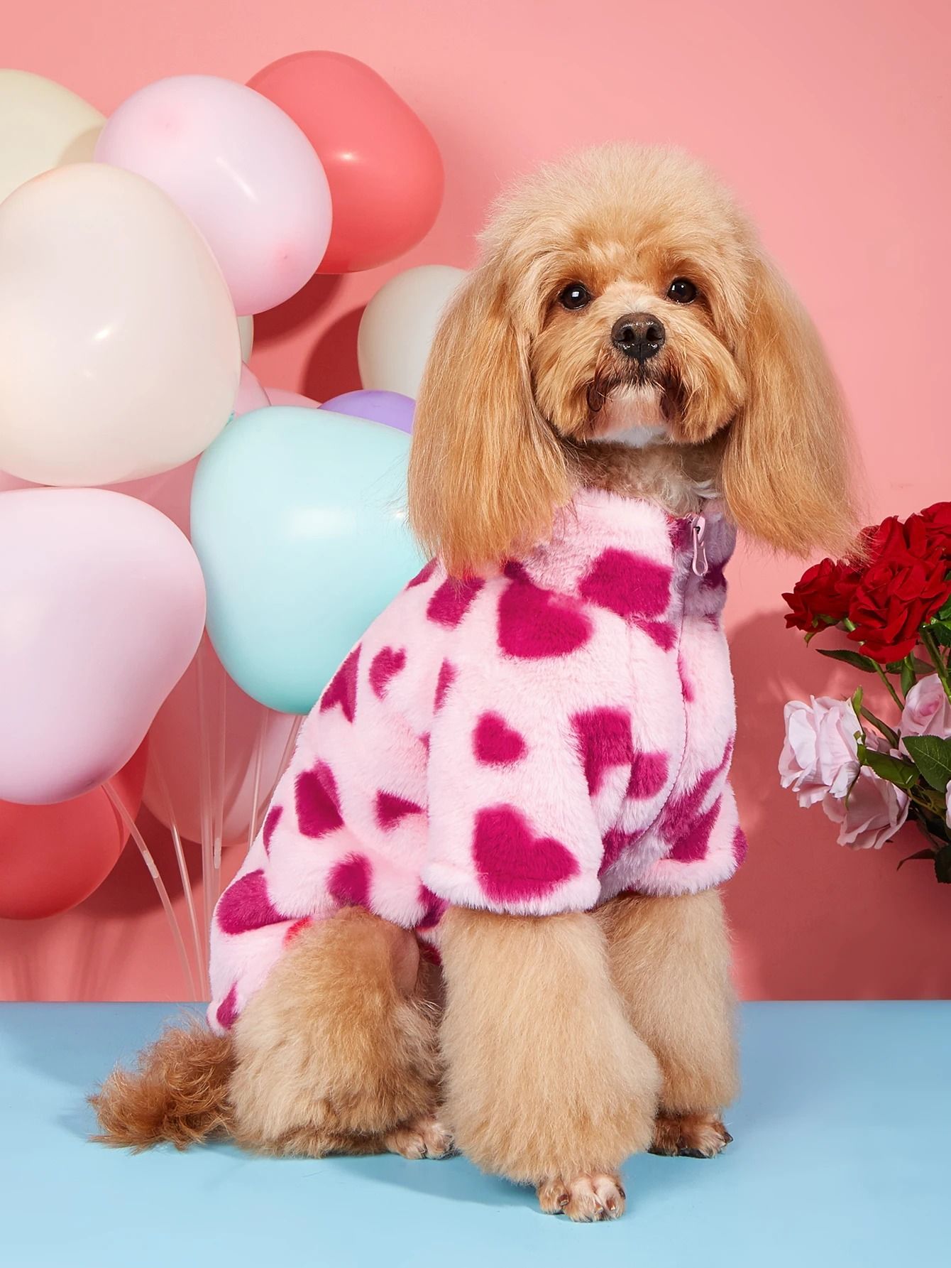Ultra-Soft Winter Thermal Jacket – Heart-Print Fleece Hoodie & Holiday Apparel for Small to Medium Dogs & Cats