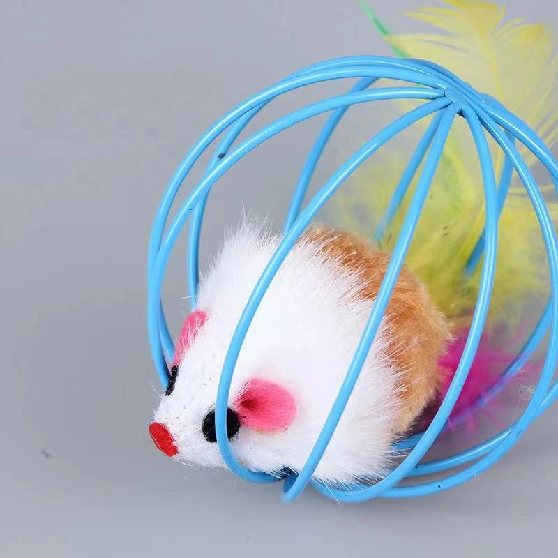 Plush Rolling Mouse Cage Interactive Cat Toy