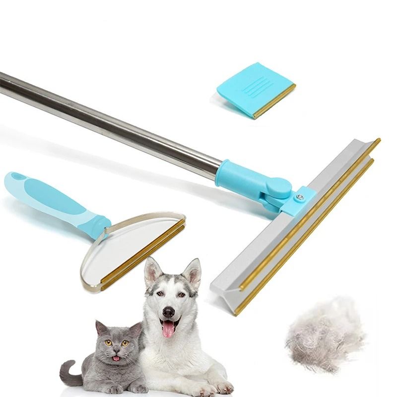 3-Piece Telescopic Pet Hair Remover & Carpet Rake Set