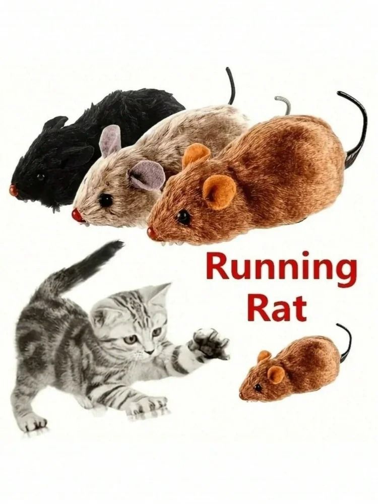 4-Pack Mechanical Wind-Up Plush Mouse Toys