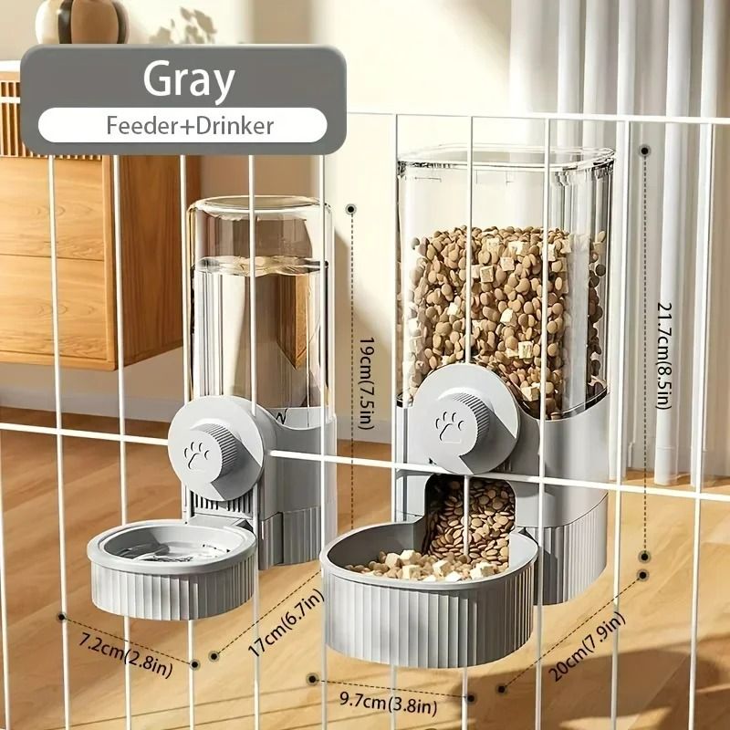 Hanging Cage Automatic Pet Feeder & Waterer Set – Gravity-Fed Dispenser for Cats & Dogs