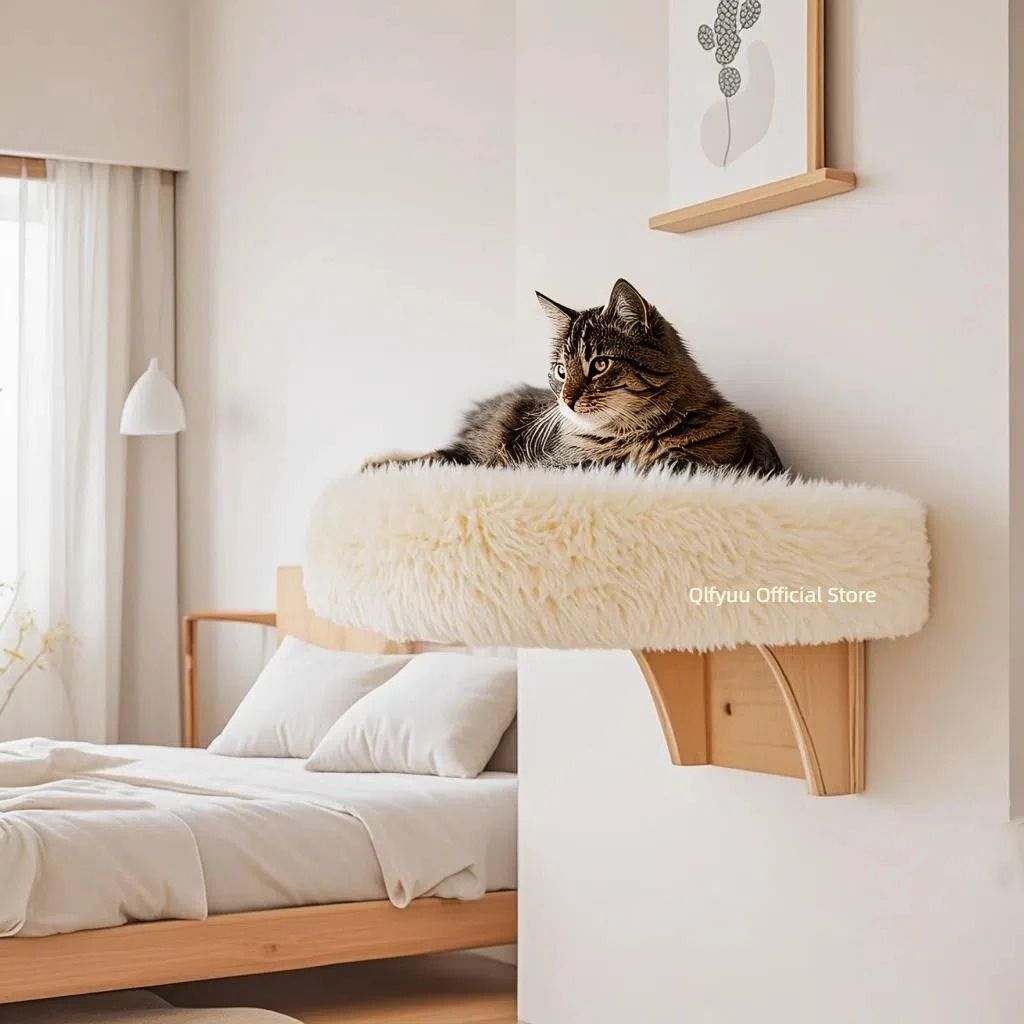 Wall-Mounted Wooden Cat Space Capsule Bed
