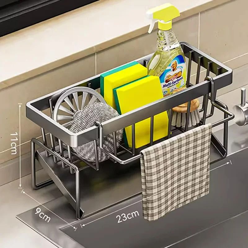 Multifunctional Stainless Steel Sink Drain Rack and Rag Hanger