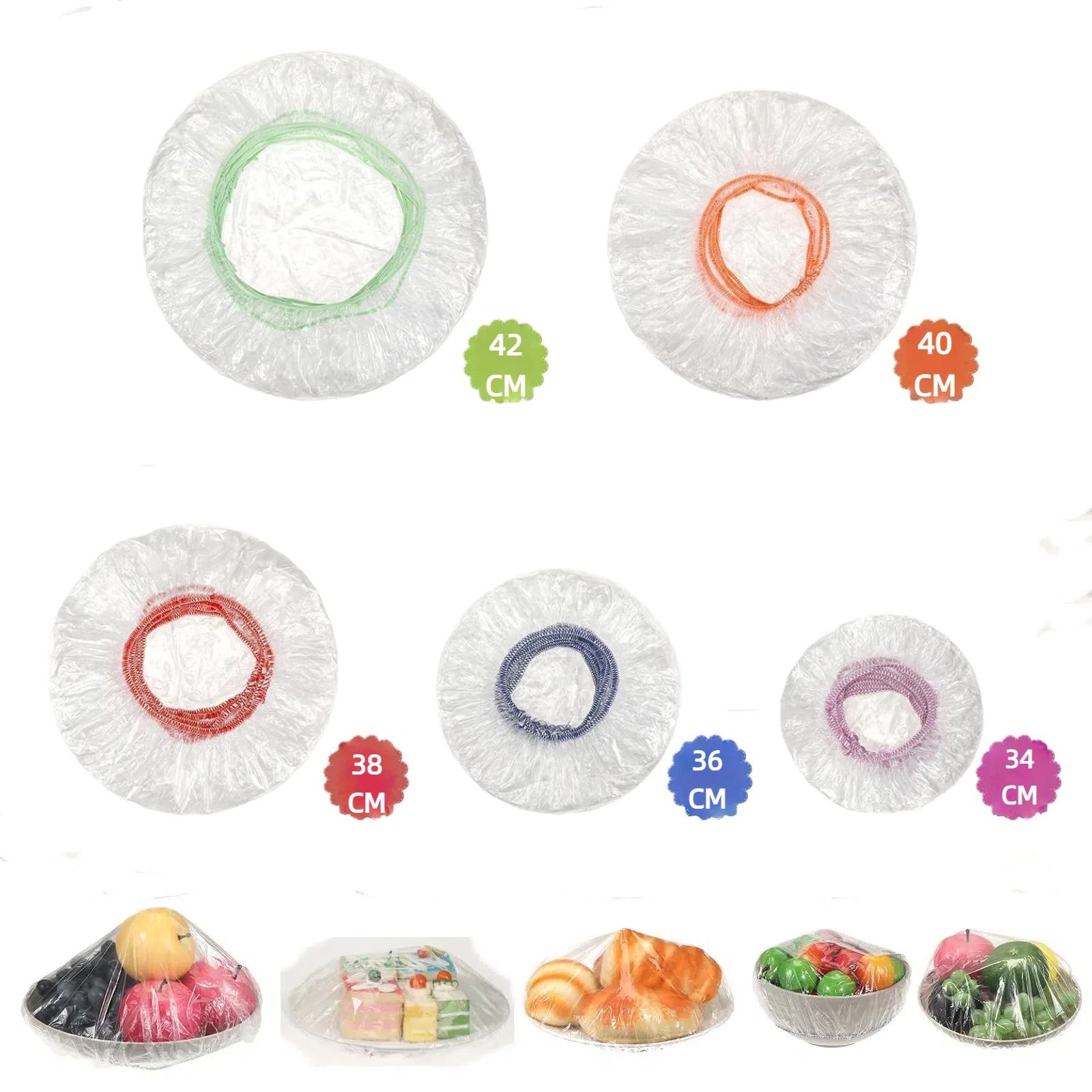 Colorful Elastic Food Covers Bulk Pack - Heavy-Duty Food Grade Stretchable Fresh-Keeping Lids