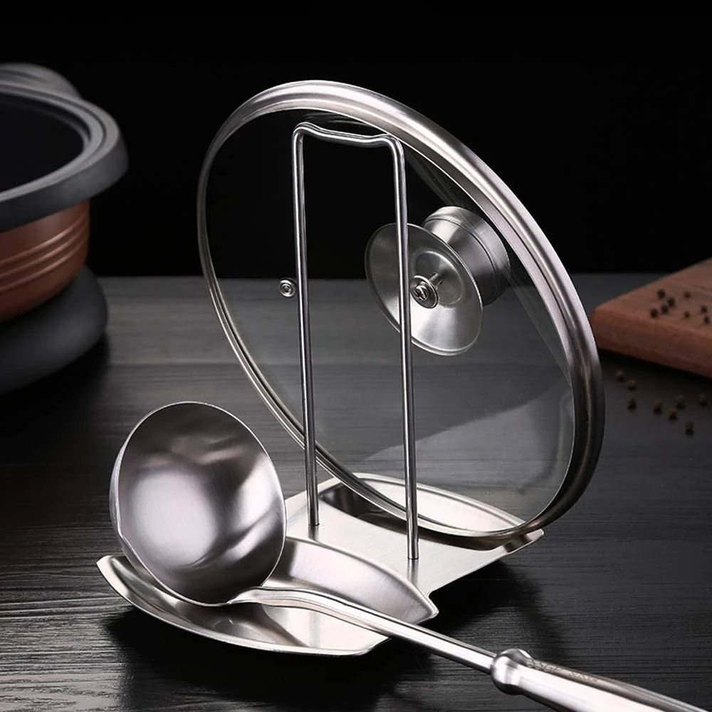 Stainless Steel Pot Lid Rack - Heavy-Duty Detachable Organizer Station for Pan Covers, Spatulas, and Spoons