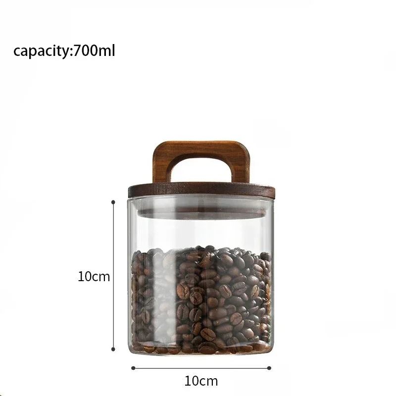 Clear Glass Jar with Bamboo Lid - Airtight Food Storage Canister for Loose Tea, Coffee Beans, and Sugar