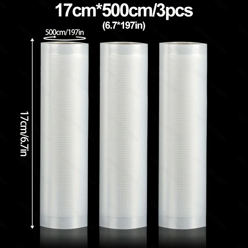 3-Pack Vacuum Seal Roll Bags - Continuous Heavy-Duty Food Storage Rolls for Freshness & Sous Vide Meal Prep