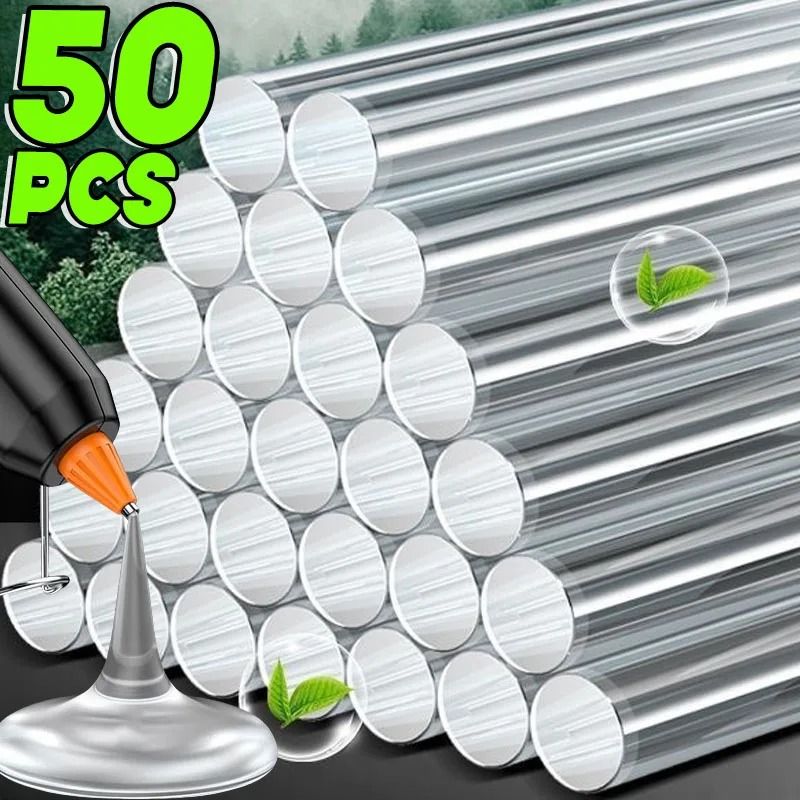 50-Pack Clear Hot Glue Sticks – Strong Adhesive Melt Rods for DIY Crafts, Repairs, and Electric Glue Guns