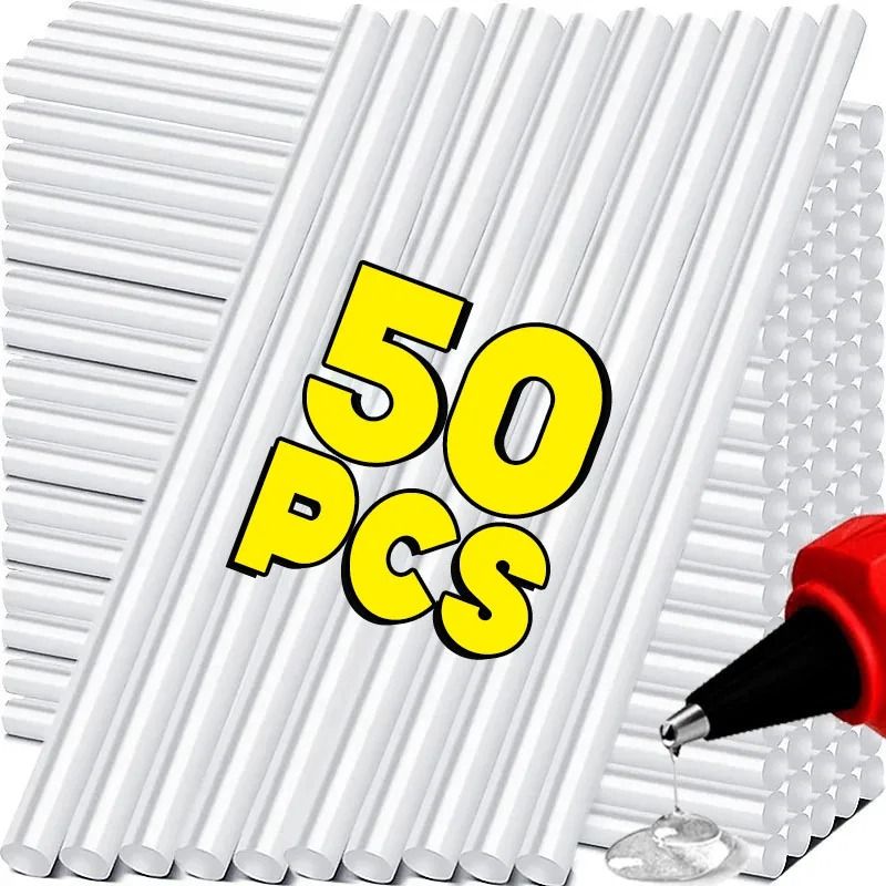 50-Pack Strong Clear Hot Melt Glue Sticks – High-Viscosity EVA Adhesive Rods for Electric Glue Guns and DIY Crafts