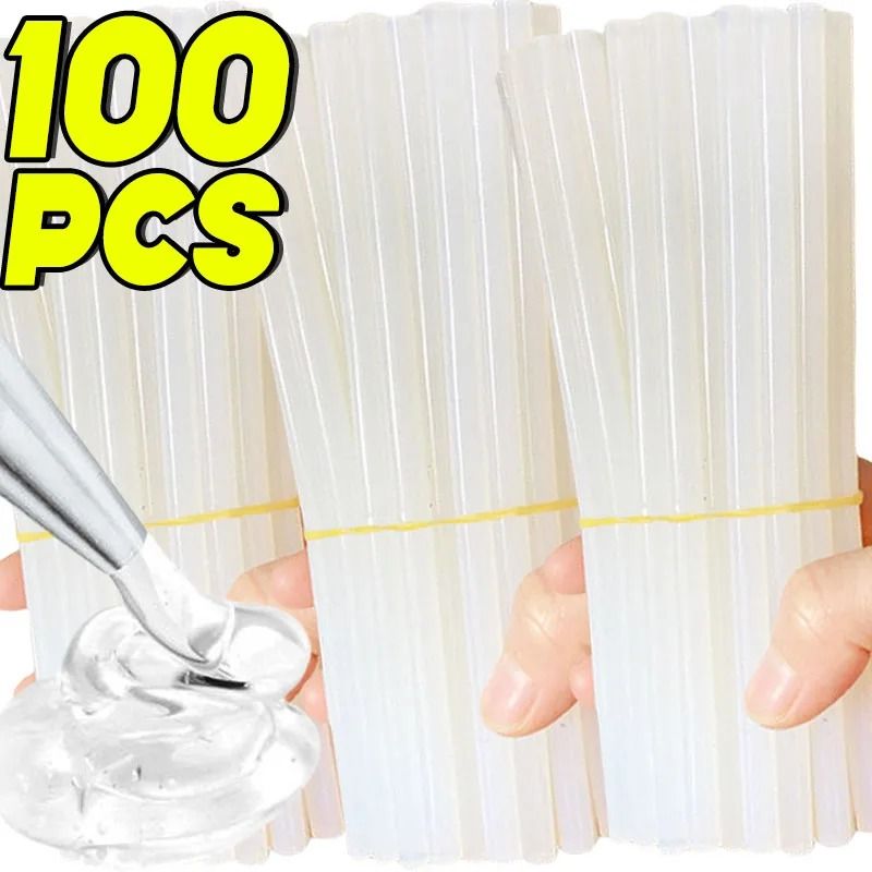 100-Pack Transparent Hot Melt Glue Sticks – High-Viscosity EVA Adhesive Rods for Electric Glue Guns and DIY Crafts