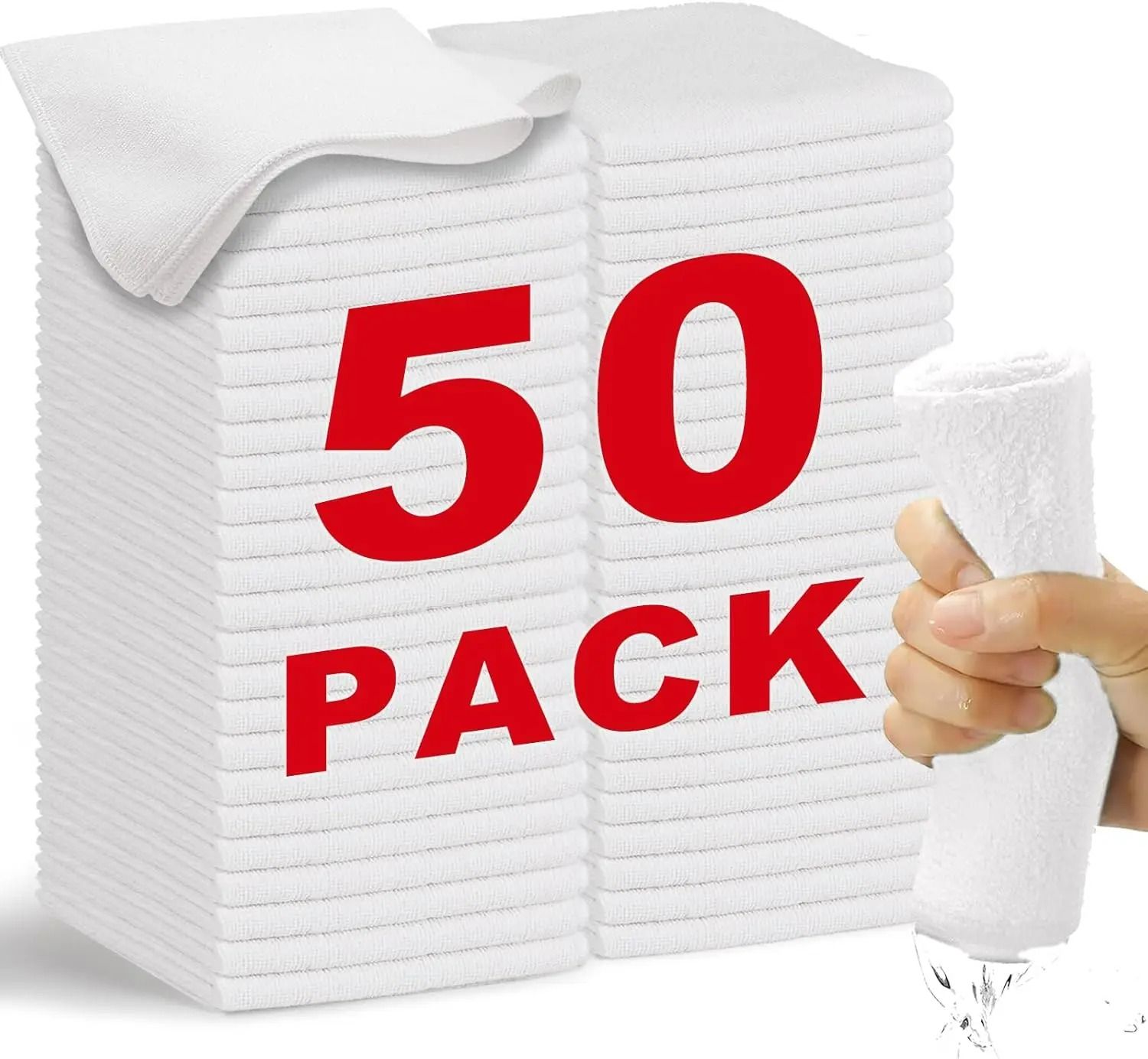 White Multi-Surface Microfiber Cleaning Cloths (50-Piece Bulk Pack)