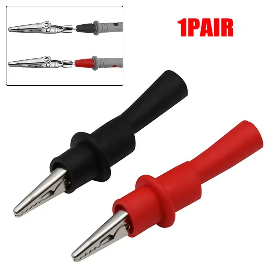Red and Black Multimeter Test Clip Clamp Set (2-Piece Pack)