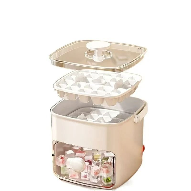 Large 48-Grid Double-Layer Ice Cube Maker and Storage Bin